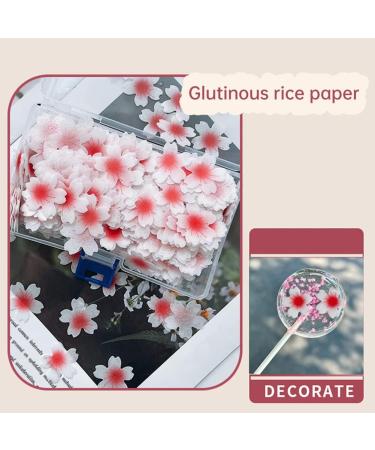 Hpory Edible Flower Cupcake Toppers 100 Pcs Cherry Blossoms Cake Topper Glutinous Rice Paper Happy Birthday Cake Toppers Flowers Cake Decorations for Birthday Wedding Celebration Party - Buy Online on SooperMarket.com