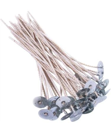 100pcs ECO Wicks for Soy Candles, 6 inch Pre-Waxed Candle Wick for Candle Making,Thick Candle Wick with Base