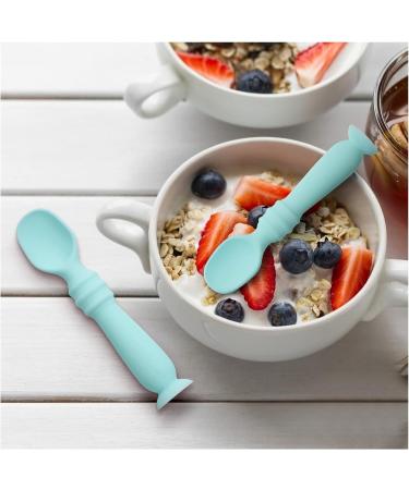 Vicloon Baby Fork and Spoon Set - Silicone Self Feeding Utensil for Infant Toddler - Easy Grip Toddler Cutlery Kit - Blue - Buy Online on SooperMarket.com