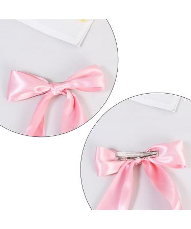 2 Pack Hair Bows for Girls and Women Large Bow Hair Clips Hair Barrette with Long Silky Satin Pink Hair Accessories for Girls(Pink) - Buy Online on SooperMarket.com