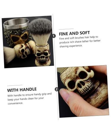 Buy Balacoo Skull Beard Brush Set - Men's Badger Shaving Brush & Mug | Premium Barber Tools for Facial Cleaning & Shaving Soap Bowl - Buy Online on SooperMarket.com
