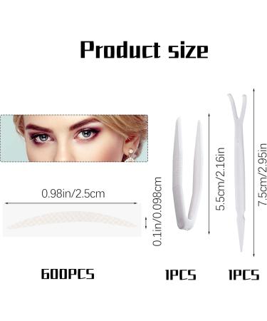Invisible Double Eyelid Tape Set for Natural Look | 600Pcs Eyelid Lift Strips with Lace Mesh | Ideal for Hooded Eyes | Includes Fork Rods and Tweezers - Buy Online on SooperMarket.com