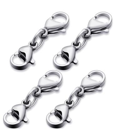 Double Lobster Clasp Extender Double Claw Connector Bracelet Extension Clasp Small Bracelet Extender Necklace Shortener Clasp for DIY Jewelry Making 0.98 Inch(Silver,0.98 Inch) Silver 0.98 Inch