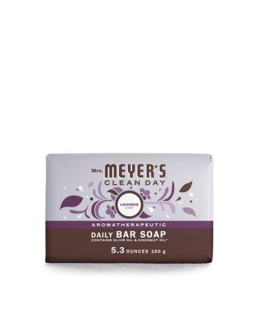 Mrs. Meyer's Bar Soap  Use as Body Wash or Hand Soap  Made with Essential Oils  Lavender  5.3 oz  1 Bar