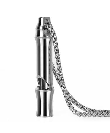 Dantoel Titanium Whistle Emergency Survival Loud up to 120db for Kids Women,EDC Safety Whistles Necklace for Kayak,Lifeguard,Dog Training,Hiking, Boating,Camping,Coach Sports Silver 1