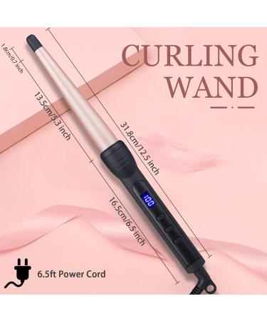 Duyfioa Professional Ceramic Hair Curling Wand 1-1/2 Inch with LCD Temperature Control - Black&Rose Pink - Buy Online on SooperMarket.com