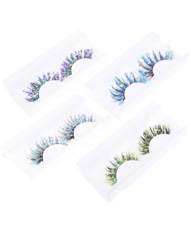 KALLORY Dollsthetic Lashes Colored Glitter Eyelashes Glow in the Dark Fake Eyelashes 3D Fluffy Eye Lashes Party Favors for Girls (4 Pairs) False Lashes