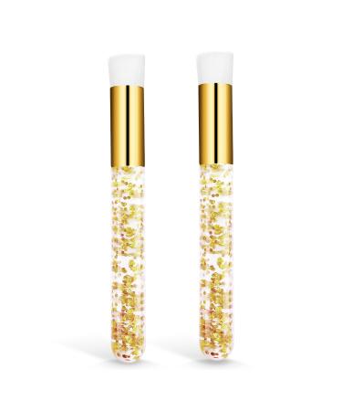 AMMON 2 Pcs Lash Brushes for Cleansing Eyelash Shampoo Brush Lash Cleaning Brush Nose Pore Deep Cleaning Brush Blackhead Remover Tools Facial Cleaning Wash Brush (Gold)