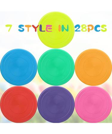 28 Pcs Colorful Soft Flying Discs for Kids & Pets - Bulk Rubber Disk Flyer Toy for Backyard Games & Parties - 7 Colors - Buy Online on SooperMarket.com