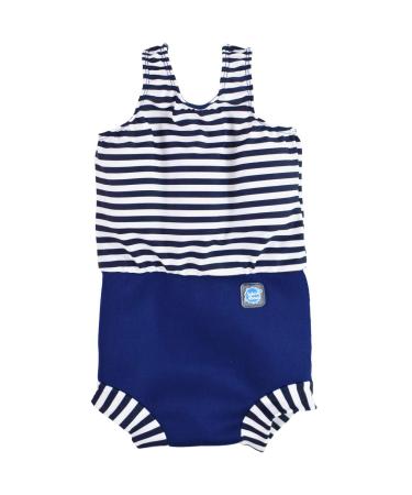 Splash About Happy Nappy Costume with Reusable Swim Nappy Navy/White Stripe 2-3 Years