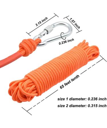Magnet Fishing Rope with Hooks | Orange Nylon High Strength Cord | 65 Ft, 6mm Diameter - Buy Online on SooperMarket.com