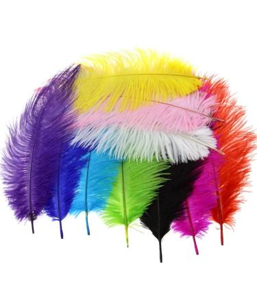 10pcs Fluffy Ostrich Artificial Feathers Arts Crafts Mixed Colors (10-12 Length)  DIY Decoration for Wedding Centerpieces  Festival Party