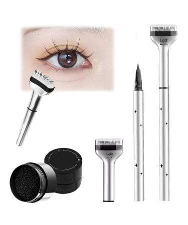 Lower Lash Stamp - Waterproof Eyelash Stamp Kit 2-in-1 Waterproof Sweatproof Eyeliner Quick Eye Makeup Tool Liquid Eye Liner Stamp Eyeliner Pencil for Bottom Lashes(Black set)