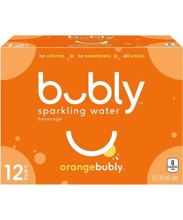 bubly Sparkling Water orangebubly 355 ml (Pack of 12) Orange Sparkling Water
