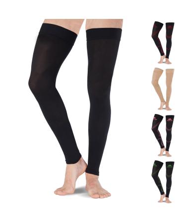 Mojo Compression Sports Thigh Sleeve For Hamstring and Quad Injuries For Men and Woman Small Black Black Small