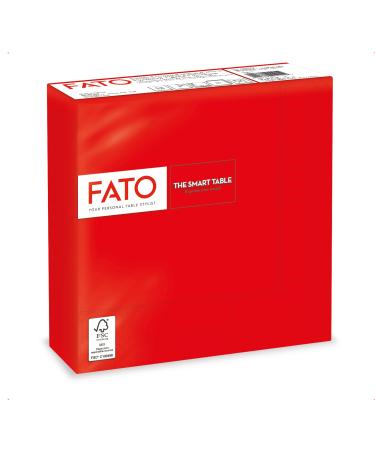 FATO-disposable paper napkins ideal for informal lunch and buffets pack with 50 napkins size 33x33 4-folded 2-layer red 100% pure cellulose paper FSC certified