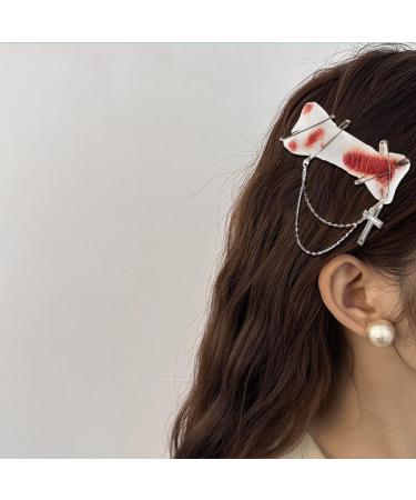 Furry HairPins Girl Subculture Bloodstain Brooch Great for Most Hair Type Hair Clip with Pin for Lady Women Girl Red - Buy Online on SooperMarket.com