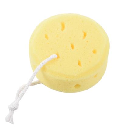 MRNHA Yellow Round Bath Body Shower Soft Sponge w Hanging Loop