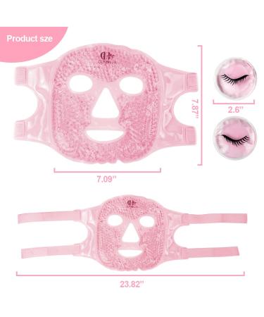 CONBELLA Pink Cooling Face Mask for Dark Circles, Puffiness, Migraines, Headache, Stress, Redness, Acne - Hot/Cold Therapy for Women and Men - Buy Online on SooperMarket.com
