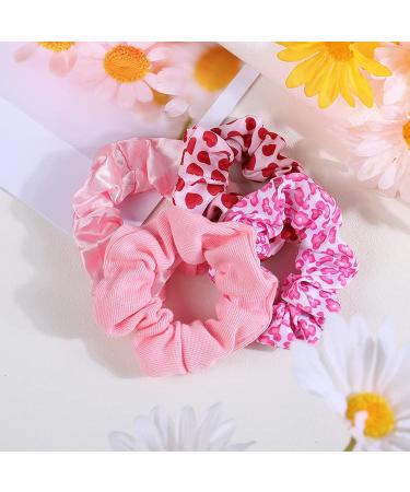 Valentine Pink Hair Scrunchies Set - 4pcs Galentine Hair Ropes & Ties | JHV31 - Buy Online on SooperMarket.com