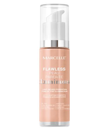 Marcelle Flawless Luminous Light-Infused Foundation Buff Beige Medium Coverage Radiant Finish Hypoallergenic Fragrance-Free Cruelty-Free Paraben-Free Non-Comedogenic Oil-Free 27 mL Foundation Buff Beige