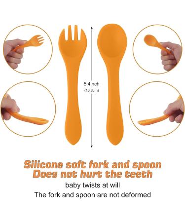 Qshare Baby Suction Plate with Spoon and Fork - Non Slip Silicone Plate for Self Feeding Training - Divided Weaning Plates for Baby Toddler (Yellow) - Buy Online on SooperMarket.com