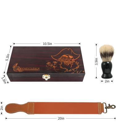 Vintage Wooden Straight Razor Set with Brush and Leather Strop | Classic Collection for Hair Shaving | Premium Quality - Buy Online on SooperMarket.com