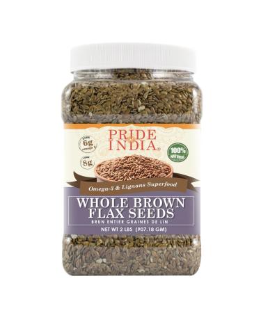 Whole Brown Flax Seeds by Pride of India Omega-3 & Lignan Superfood Jar All Natural Vegan Friendly Good for Mind & Dash Diet - Farm to Table Freshness 44 Oz. Jar