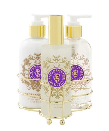 Shop Shelley Kyle French Lavender 3-Piece Caddy | Lotion Liquid Soap & Room Atomizer - Luxurious International Shipping - Buy Online on SooperMarket.com