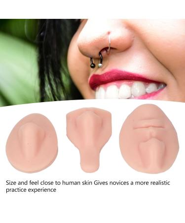 Silicone Nose Mouth Model Set | 3D Soft Practice Nose for Suture Teaching | Reusable Display Mold for Earrings | Light Skin Color - Buy Online on SooperMarket.com