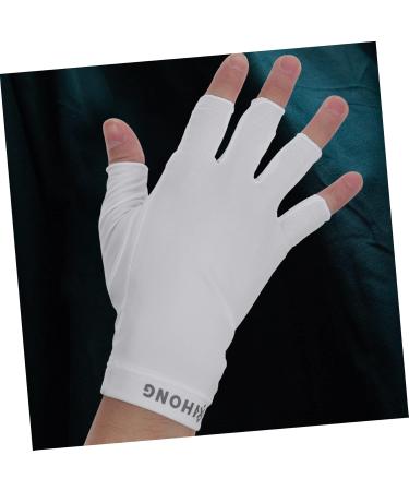 OSALADI 1 Pair Uv Gloves Womens Gloves Nail Lamp Light Nail Gel Uv Hand Protection Gloves for Nails Uv Manicure Gloves Summer Beach Gloves Professional Protection Fingerless Gloves Shield 19.5x8cm White - Buy Online on SooperMarket.com