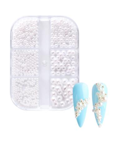 1 Box Pearl Decorations Nail White Round Nail Parts Gold Beads Balls Jewelry Nail Art Accessories Color: ZZ13