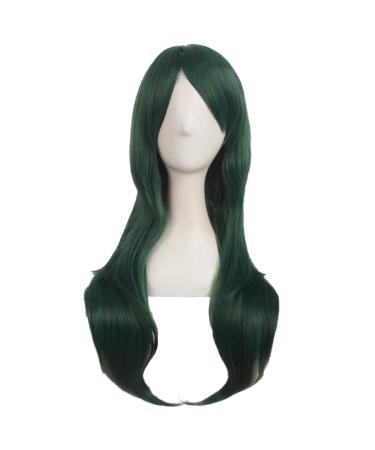 MapofBeauty 28 Inch/70cm Women Side Bangs Long Curly Hair Cosplay Wigs (Pine Green)