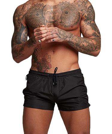 Rexcyril Men's 3-Inch Quick Dry Athletic Gym Shorts with Liner and Zipper Pockets - Medium Black - Buy Online on SooperMarket.com