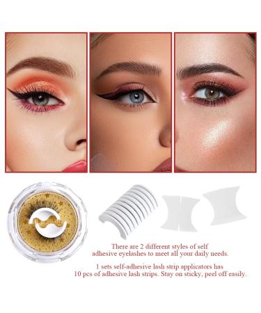 2 Pairs Self-Adhesive Eyelashes & 10PCS Replacement Glue Strips - Reusable Waterproof Natural Look | International Shipping Available - Buy Online on SooperMarket.com