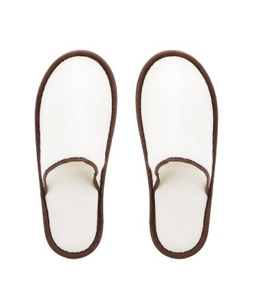 Frcctre 15 Pairs Non-Slip Disposable Spa Slippers for Women & Men - Beige/Brown Edge - Buy Online on SooperMarket.com