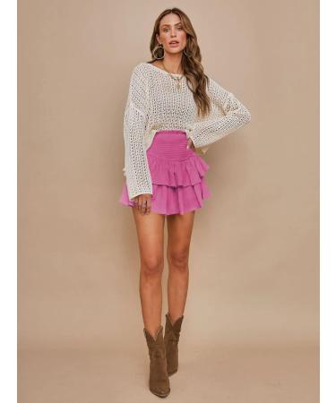 LAEMILIA Elastic Waist Floral Print Mini Skater Skirt XL - Rose Red - Buy Online on SooperMarket.com