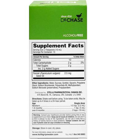 Dr. Chase Alcohol-Free Gripe Water for Babies - Colic & Gas Relief - 5 fl oz (Pack of 2) - Buy Online on SooperMarket.com