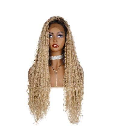 SHIYID Synthetic Lace Front Wig Long Curly Hair Silver-gray Black roots wigs for Women