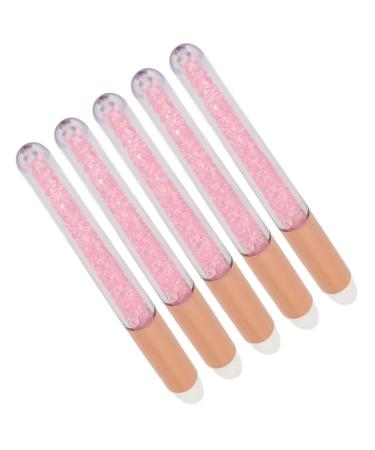 5pcs Glitter Crystal Lip & Eye Shadow Brush Set - Soft Portable Brushes for Lip Smudge & Under Eye Concealer Makeup - Travel Essentials - Buy Online on SooperMarket.com