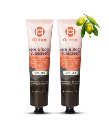 Natural Mineral Sunscreen SPF 30 - Natural Tallow & Zinc Oxide Sunscreen for Face & Body SPF 30 Moisturizing Sunscreen Hydrating No Sticky