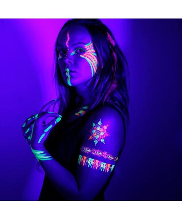 GLAHORSE UV Glow Blacklight Eyeliner - 12 Bright Colors, Water Activated, Body/Face Makeup for Halloween & Club Art with 3 Free Sticks - Buy Online on SooperMarket.com