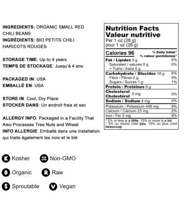 Organic Small Red Chili Beans 10 Pounds - Non-GMO, Kosher, Vegan, Raw, Sproutable, Non-Irradiated - USA 10 LB Bulk - Buy Online on SooperMarket.com