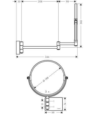 Hansgrohe AddStoris Shaving Mirror Matt White 41791700 - No LED Light - Buy Online on SooperMarket.com