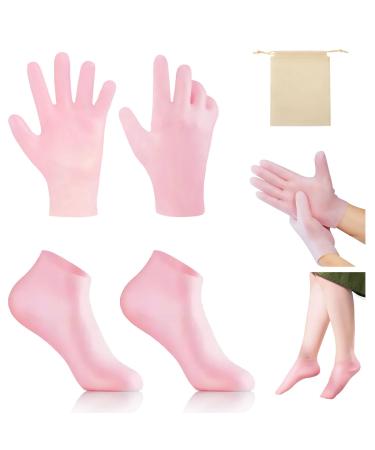 Moisturizing silicone socks moisturizing gloves silicone socks for feet women's spa pedicure socks for repairing dry feet cracked heels and for softening rougha (pink)