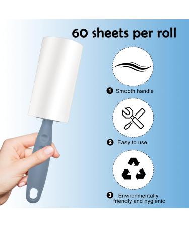 Extra Sticky Foot Roll Lint Roller - 6 Rolls (60 Sheets Each) with Dust Cover | Ideal Pet Hair Remover for Clothing Sofa & Bed - Buy Online on SooperMarket.com