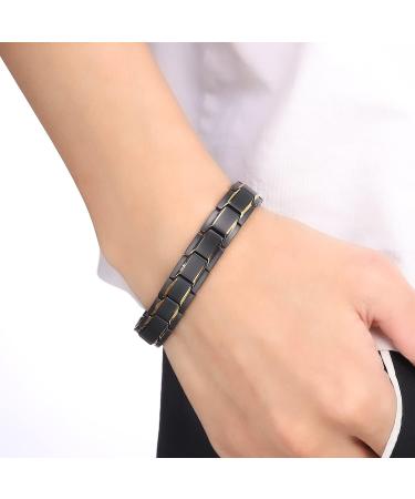 MagEnergy Men's Titanium Steel Magnetic Bracelet 8.5 - Adjustable, Gold Black - Buy Online on SooperMarket.com