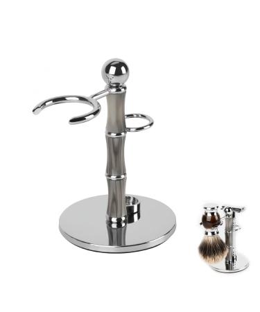 Linkidea Razor Holder Stand Stainless Steel Shaving Brush Holder with Non-Slip Base Creative Bamboo Shape Safety Shaver Kit Organizer for Shower Room Bathroom (Grey)