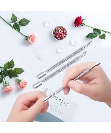 Dual Head Stainless Steel Nail Cuticle Pusher by XCOZU | Professional Nail Cleaner and Trimmer Tool for Gel Polish Removal and Nail Art - Silver - Buy Online on SooperMarket.com