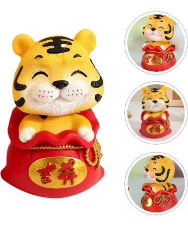 ORFOFE Digital Dash 1pc Year of The Tiger Bobble Head Ornament Crafts Office Resin Shake Your Head Red Fengshui Statue Red 1 6X6X9.5CM - Buy Online on SooperMarket.com